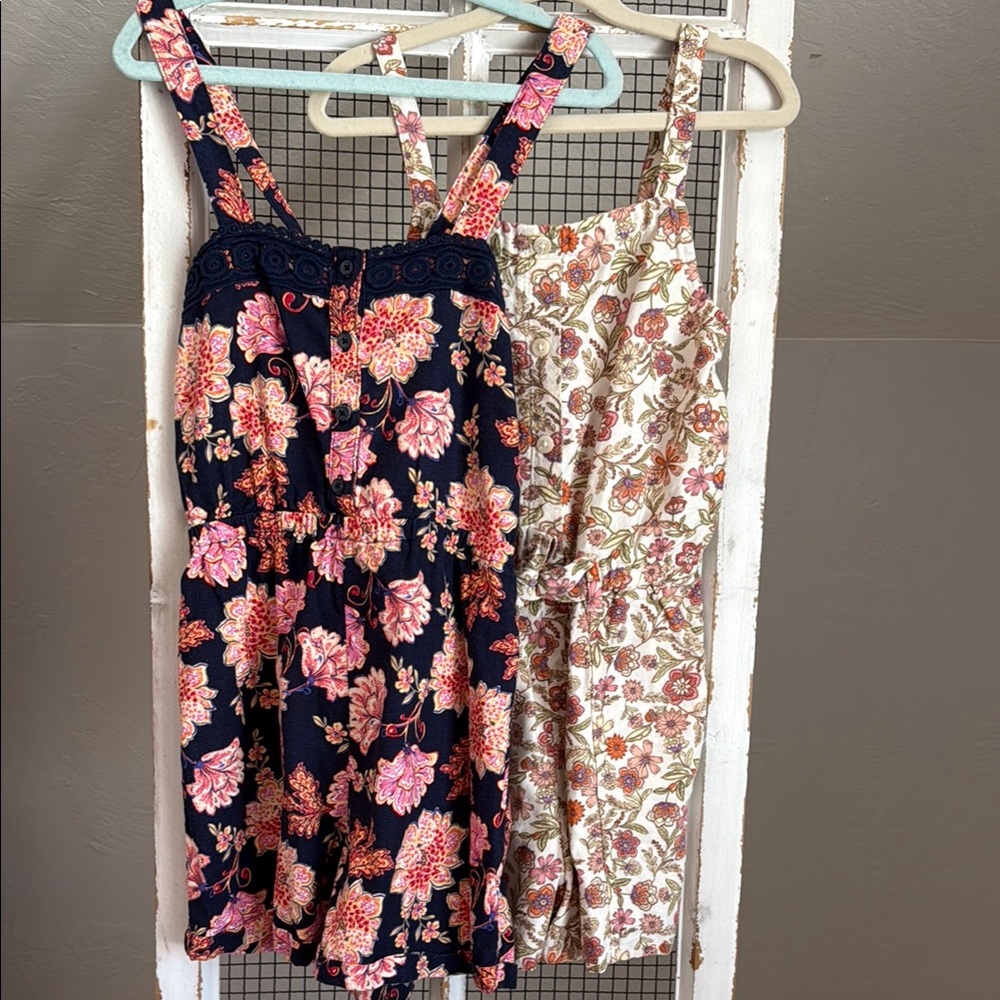 2-Old Navy Floral Print Girls Romper Lot